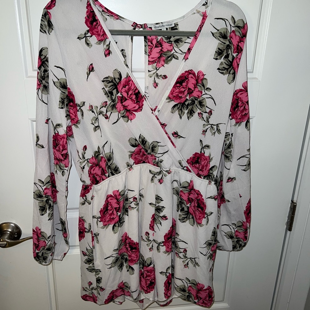 Long sleeve floral print romper